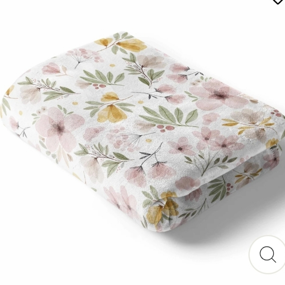 Caden Lane Swaddle Blanket Pastel Floral Maeve's Mauve Mustard 33x52 Pink Yellow